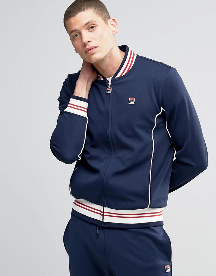 Fila Vintage Track Jacket With Retro Collar - Navy