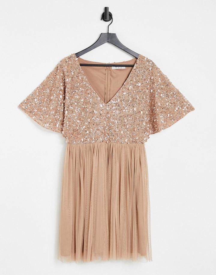 Beauut Bridesmaid Embellished Mini Dress With Tulle Skirt In Pink