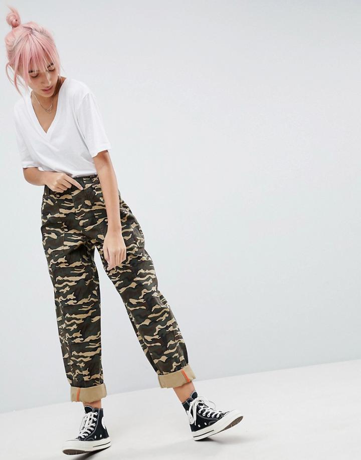 Asos Bree Combat Pants In Camo - Green