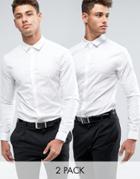 Asos Skinny Shirt 2 Pack In White Save - White