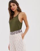 Vila Rib High Neck Tank - Green