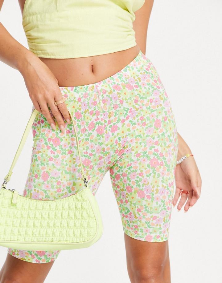 Asos Design Legging Short In Ditsy Floral-multi