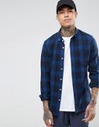 Asos Skinny Check Shirt - Navy