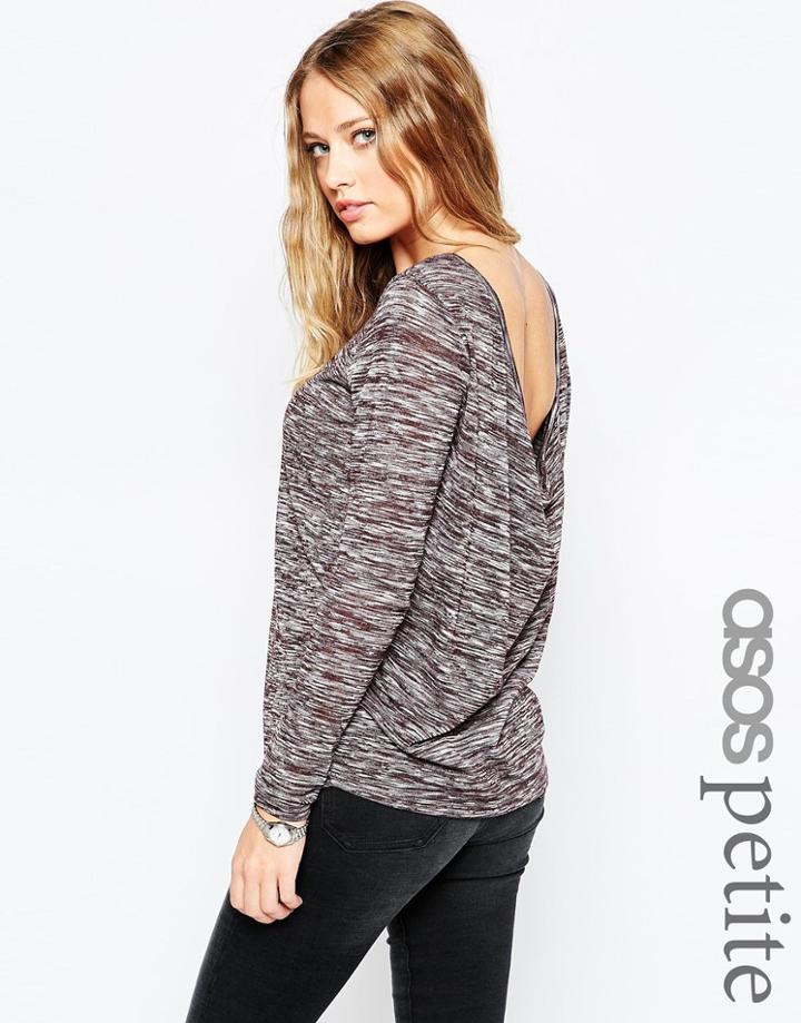 Asos Petite Cowl Back Top In Space Dye - Burgundy $33.00