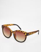 Asos Retro Sunglasses With Metal Corner Detail - Tort