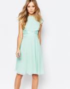 Elise Ryan Skater Dress With Lace Inserts - Mint