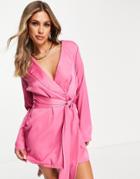 In The Style X Naomi Genes Tie Front Blazer Dress In Pink