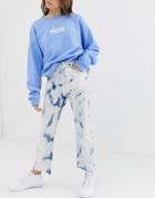 Asos Design Egerton Rigid Cropped Tie Dye Flare Jeans - Blue