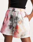 Damson Madder Cotton High Waisted Shorts In Tie Dye - Pink - Part Of A Set