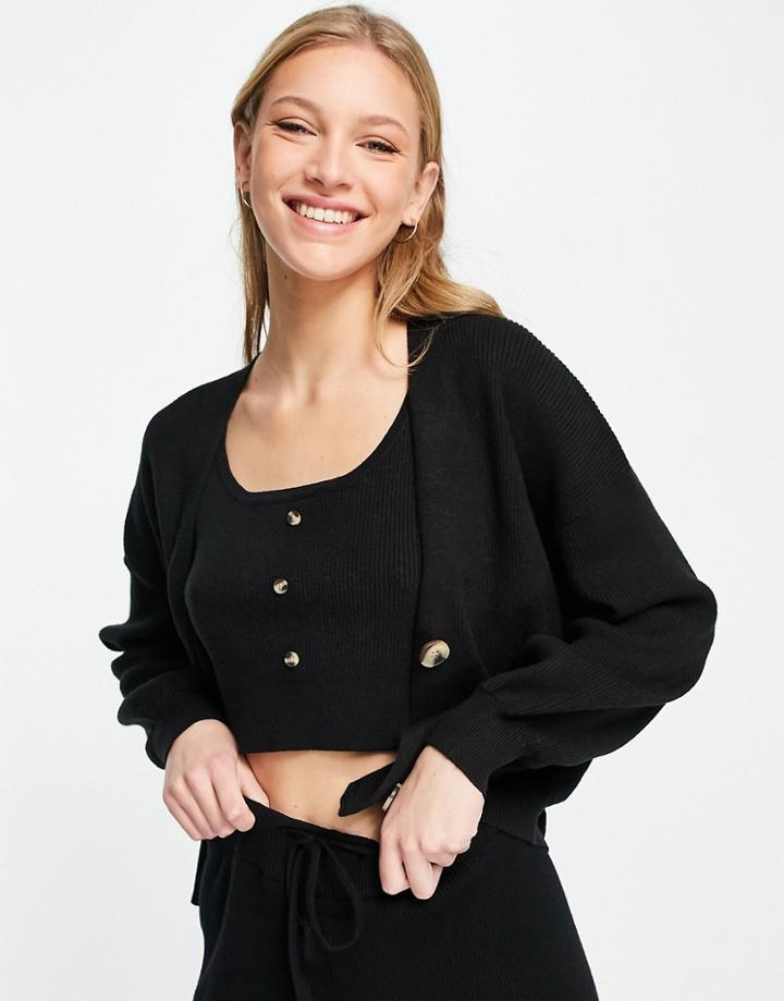 Accessorize Beach Lifestyle Ribbed Cardigan In Black - Part Of A Set