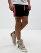 Asos Slim Runner Shorts With Contrast Side Stripe In Black - Black