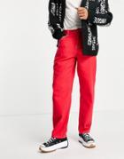 Asos Design Baggy Jeans In Red