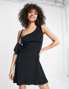 Trendyol One Shoulder A-line Mini Dress In Black