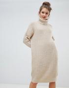Only Roll Neck Knitted Dress - Tan