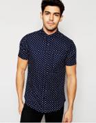 Brave Soul Small Spot Short Sleeve Shirt - Blue
