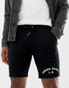 Asos Design Skinny Jersey Shorts With Text Print In Black - Black
