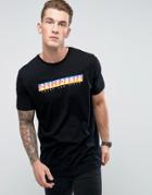 Asos Longline T-shirt With Retro California Print - Black