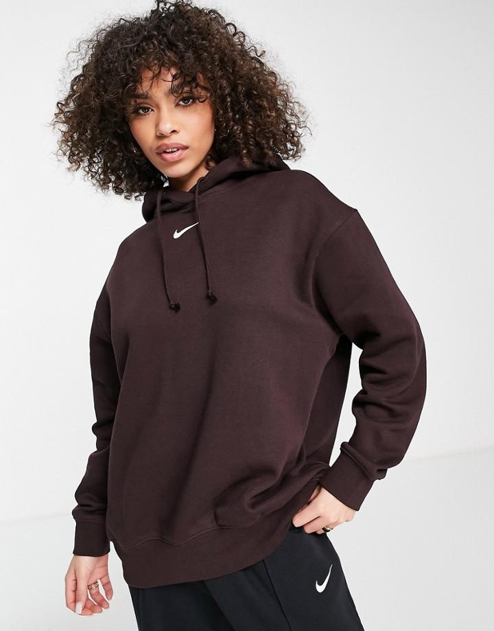 Nike Collection Fleece Oversized Hoodie In Dark Brown