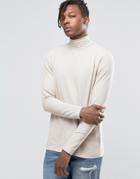 Kubban Denim Long Sleeve Shirt With Turtleneck - Beige