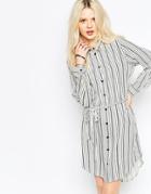 B.young Mixed Stripe Shirt Dress - Off White