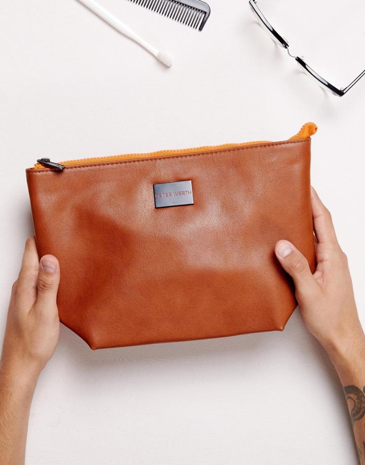Peter Werth Toiletry Bag In Tan - Tan