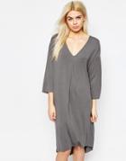 Monki Pleat Front Jersey Dress - Gray Marl