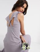 Tfnc Bridesmaid Ruffle Detail Maxi Dress In Gray-grey