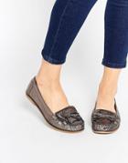 Carvela Mock Leather Moccasin Shoes - Silver