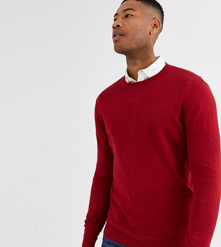 Asos Design Tall Cotton Sweater In Red
