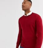 Asos Design Tall Cotton Sweater In Red