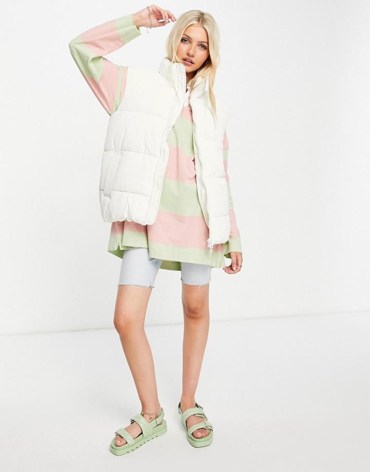Monki Lacy Recycled Padded Sleeveless Jacket In White