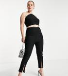 Vesper Plus Slit Front Pants In Black - Part Of A Set