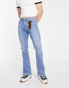 Asos Design Flared Jeans In Light Wash Blue