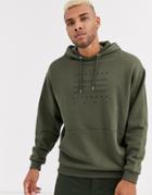 Asos Design Oversized Hoodie In Khaki With San Francisco Text Print-green