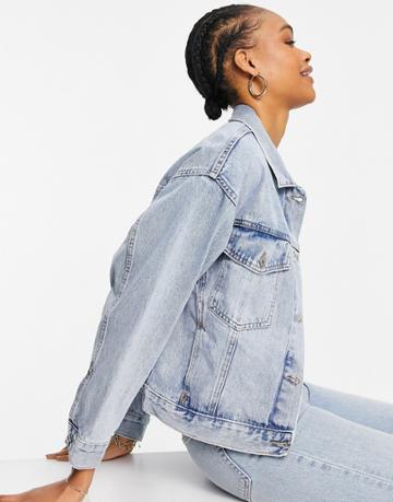 Mango Oversized Denim Jacket In Blue-blues