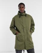 Farah Tulane Longline Parka Coat In Green