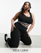 Asos Weekend Collective Curve Scoop Neck Crop Top With Elastic Hem In Black