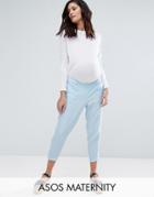 Asos Maternity Clean Textured Linen Pant - Blue