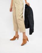 Selected Femme Pointed Suede Slingback Heels - Tan