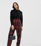 Asos Design Tall Tapered Pants In Wow Colorful Check - Multi