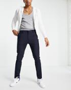 Topman Smart Skinny Pants In Navy
