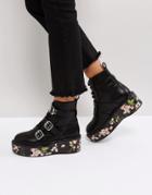 Asos Reid Floral Chunky Boots - Black