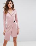 Asos Premium Blazer Dress With Waist Buckle - Pink