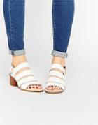 London Rebel Strappy Mid Heeled Sandals - White