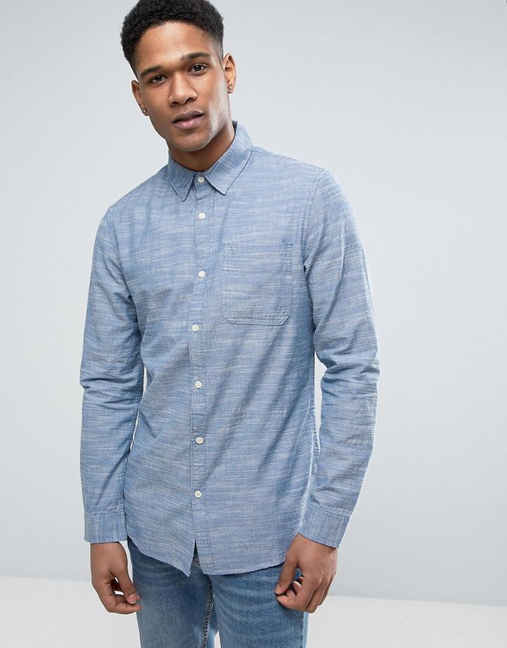 New Look Regular Fit Chambray Shirt In Blue - Blue