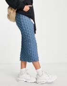 Weekday Spike Textured Midi Skirt In Dusty Blue - Part Of A Set