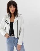 Vero Moda Faux Leather Biker Jacket - White