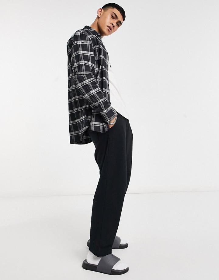 Pull & Bear Check Shirt In Navy