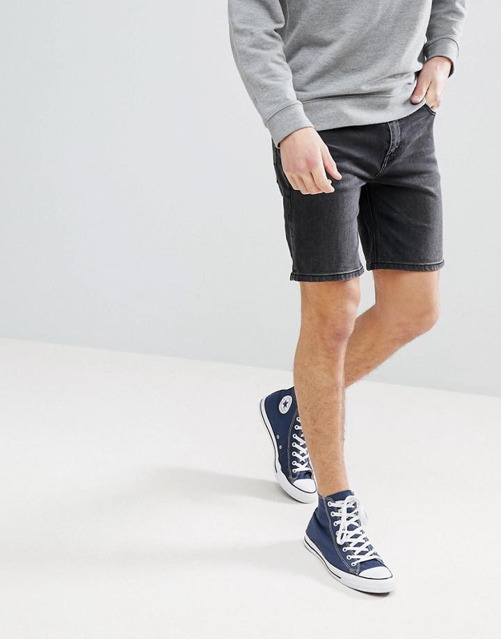 Asos Design Denim Shorts In Skinny Washed Black - Black