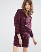 Suncoo Carl Shirt Dress In Plaid Check - Rouge